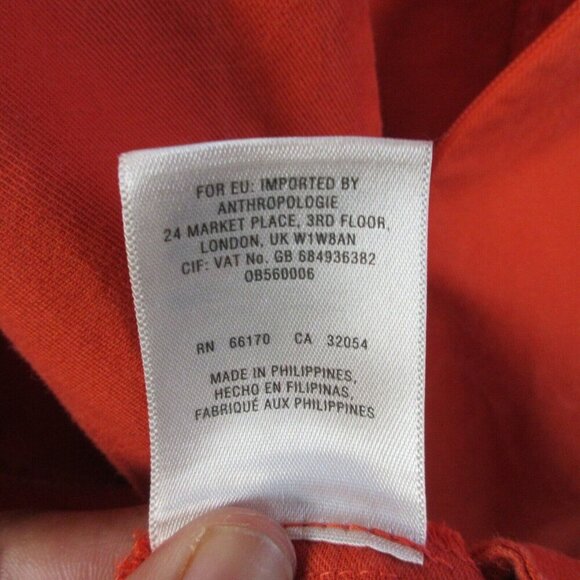 Anthropologie Maeve Bileu Dress 14 Orange Asymmetrical Cotton Flare Summer 286 - Picture 5 of 14